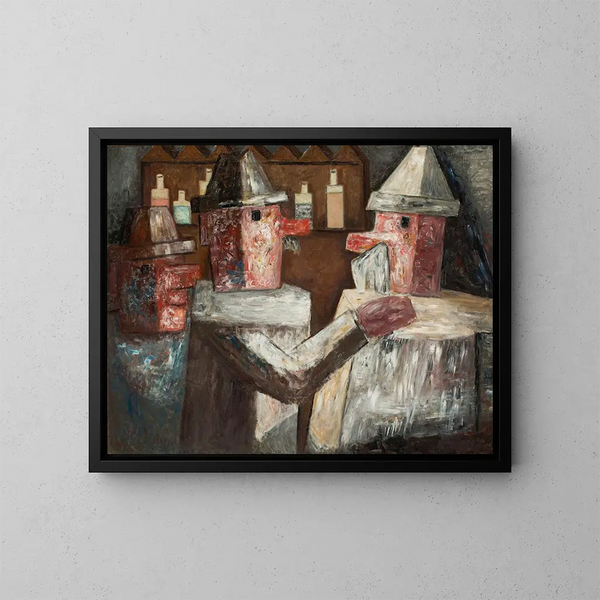 In a Bar - Tadeusz Makowski — framed artwork on a wall