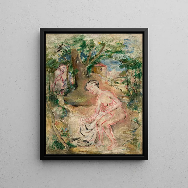 In a bath - Tadeusz Makowski — framed artwork on a wall