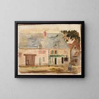 The gardener in front of the house - Tadeusz Makowski — framed artwork on a wall