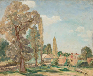 Rural landscape painting with trees - Tadeusz Makowski — artwork view