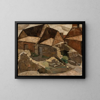 Landscape with Houses - Tadeusz Makowski — framed artwork on a wall