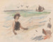 Letter to Maria Mickiewiczwna with a self-portrait drawing of the artist bathing in the - Tadeusz Makowski — artwork view