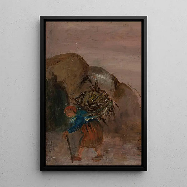 Little girl carrying dead wood - Tadeusz Makowski — framed artwork on a wall