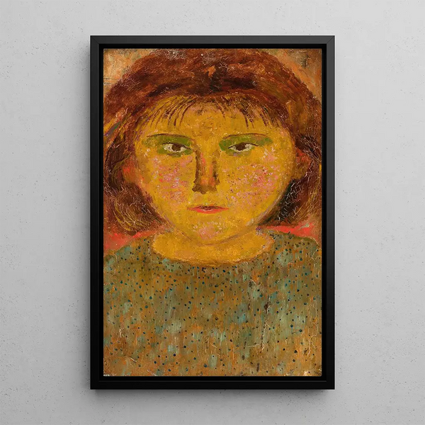 Little girl with bangs - Tadeusz Makowski — framed artwork on a wall