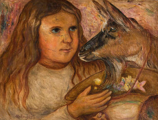 Little girl with a goat - Tadeusz Makowski — artwork view
