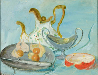 Still life on a blue background - Tadeusz Makowski — artwork view