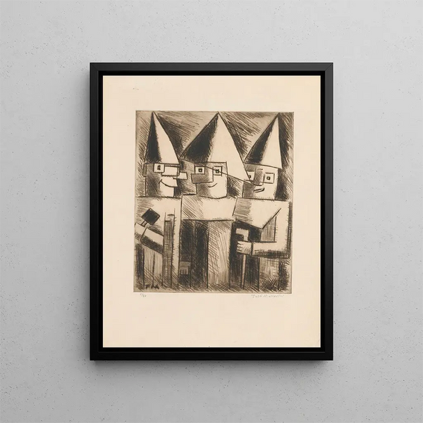 Masks - Tadeusz Makowski — framed artwork on a wall