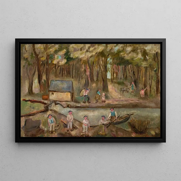 Moulin près de la rivière - Tadeusz Makowski — framed artwork on a wall