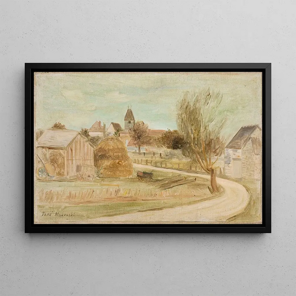 At the Edge of the Village - Tadeusz Makowski — framed artwork on a wall