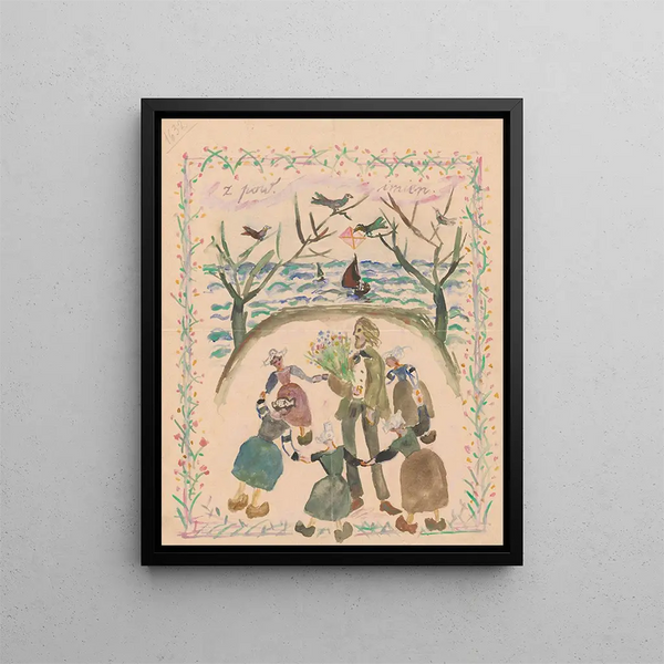 Festive Card for Maria Mickiewiczówna - Tadeusz Makowski — framed artwork on a wall