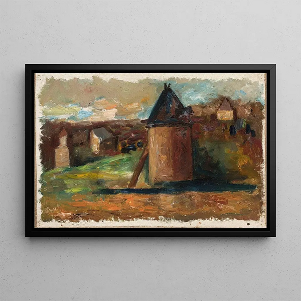 Landscape with Urban Constructions - Tadeusz Makowski — framed artwork on a wall