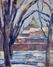Winter Landscape Painting from the Church - Tadeusz Makowski — artwork view