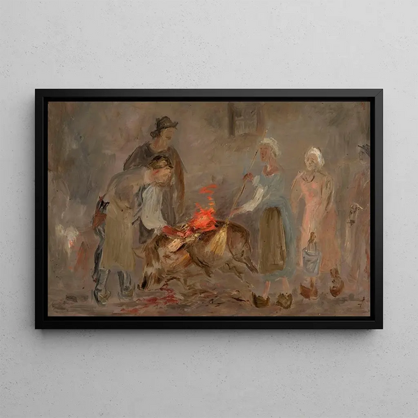 Heating of the pig - Tadeusz Makowski — framed artwork on a wall