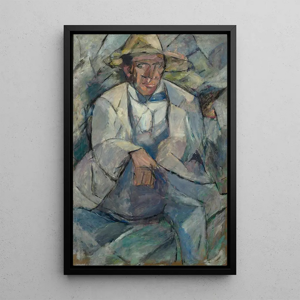 Portrait of a man with a white hat - Tadeusz Makowski — framed artwork on a wall