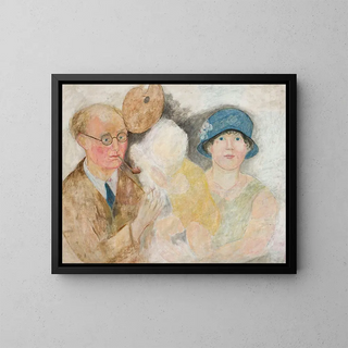 Portrait of a painter and his family - Tadeusz Makowski — framed artwork on a wall