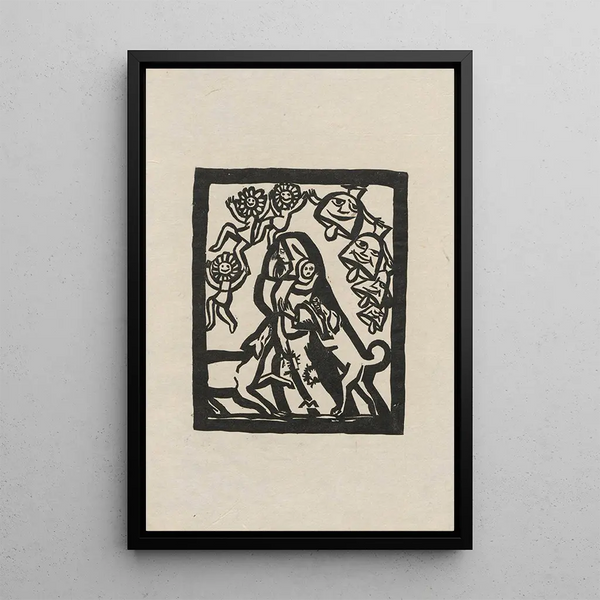 Poverty besieged by dogs - Tadeusz Makowski — framed artwork on a wall