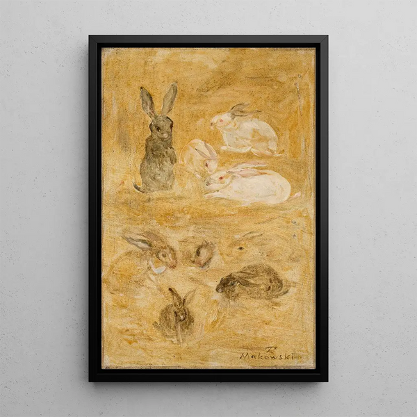 Rabbits - Tadeusz Makowski — framed artwork on a wall