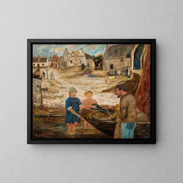 Return from a crayfish fishing trip - Tadeusz Makowski — framed artwork on a wall