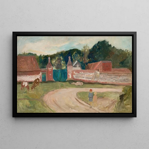 Route devant la ferme - Tadeusz Makowski — framed artwork on a wall