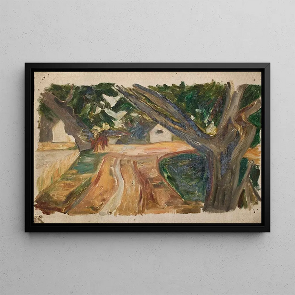 Trees by the roadside - Tadeusz Makowski — framed artwork on a wall