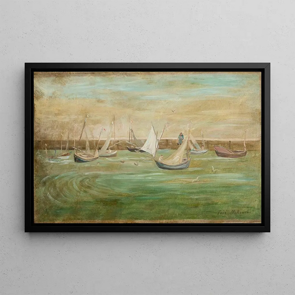 Sailboats - Tadeusz Makowski — framed artwork on a wall