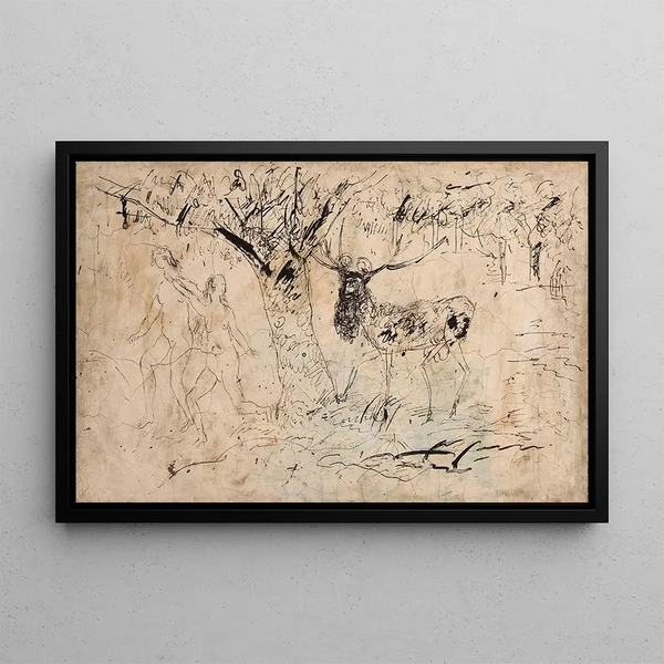 Scene in Paradise - Tadeusz Makowski — framed artwork on a wall