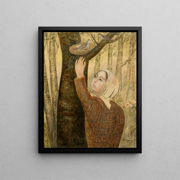 Self-portrait with Palette - Tadeusz Makowski — framed artwork on a wall