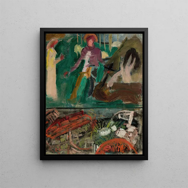 Sketch for the painting Saint Georges piercing a dragon - Tadeusz Makowski — framed artwork on a wall