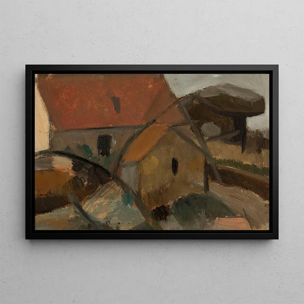 Petite maison au toit rouge - Tadeusz Makowski — framed artwork on a wall