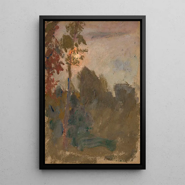 Sunset in the Forest - Tadeusz Makowski — framed artwork on a wall