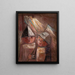 Two children with a flag - Tadeusz Makowski — framed artwork on a wall