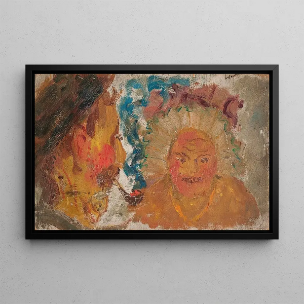 Two Heads - Tadeusz Makowski — framed artwork on a wall