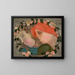 Two Little Girls' Heads in a Garland of Flowers - Tadeusz Makowski — framed artwork on a wall