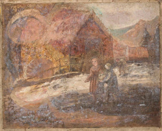 Two little girls against a landscape background - Tadeusz Makowski — artwork view