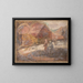 Two little girls against a landscape background - Tadeusz Makowski — framed artwork on a wall