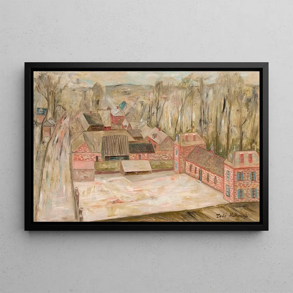 View of a Small Town - Tadeusz Makowski — framed artwork on a wall