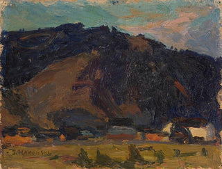 View of a village against a mountain backdrop - Tadeusz Makowski — artwork view