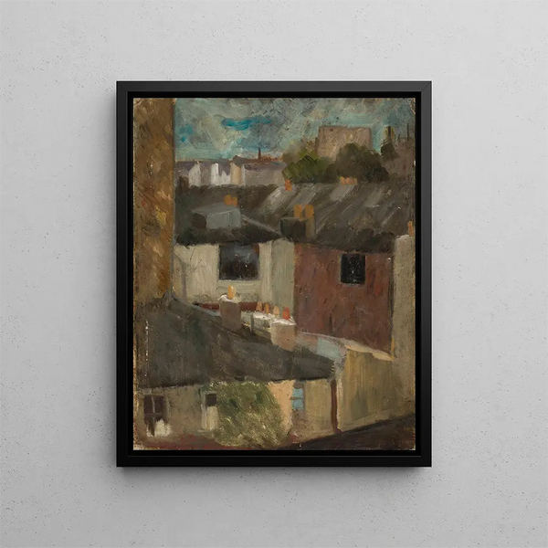 View through the window of a studio - Tadeusz Makowski — framed artwork on a wall