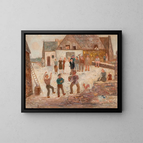 Marriage in a Village - Tadeusz Makowski — framed artwork on a wall