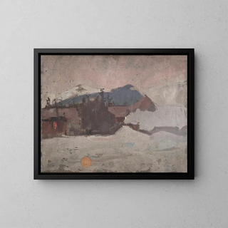 Winter Landscape Painting - Tadeusz Makowski — framed artwork on a wall