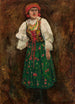 Woman in traditional Cracow costume - Tadeusz Makowski — framed artwork on a wall