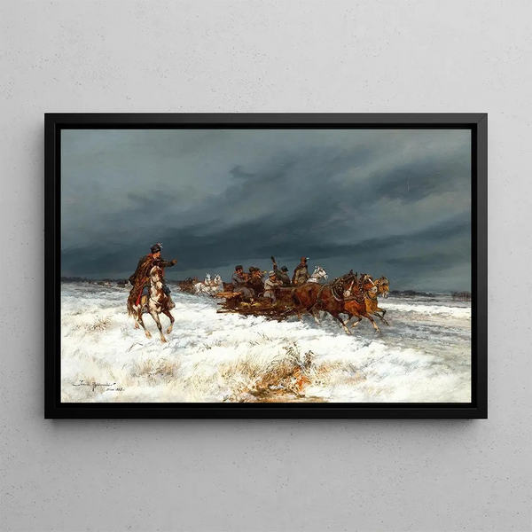 a joyful celebration returning home - Tadeusz Rybkowski — framed artwork on a wall