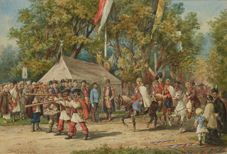 Procession de mariage houtsoule devant l'empereur à Kolomyia - Tadeusz Rybkowski — artwork view