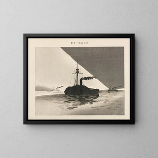 the La flotte combinée en veille nocturne from the distinguished service scroll series - Takahashi Shōtei — framed artwork on a wall