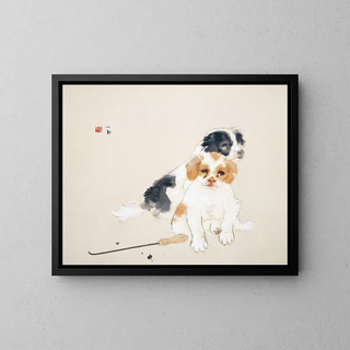Au coin du feu - Takeuchi Seihō — framed artwork on a wall