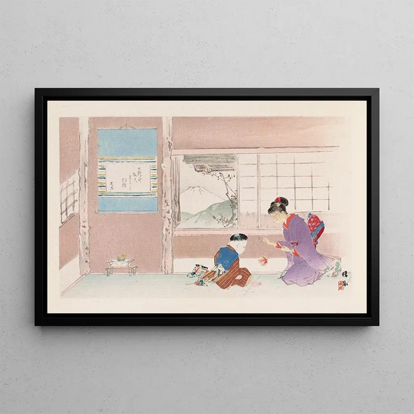 Seihō twelve views of Fuji Pl01 - Takeuchi Seihō — framed artwork on a wall