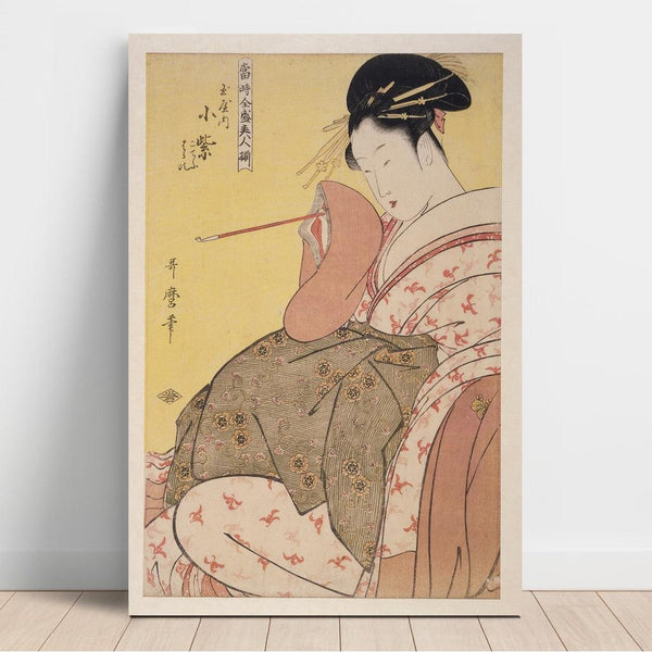 Reproduction of the painting Tamaya Uchi Komurasaki, Kôchô, Haruji Painting (Komurasaki of the Tamaya, Kôchô, Haruji) - Kitagawa Utamaro