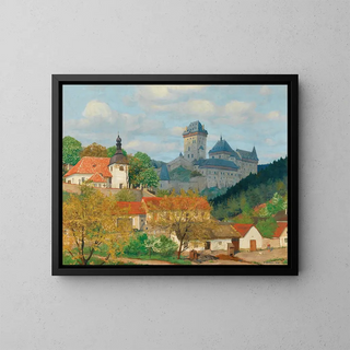 View of Karlštejn Castle near Prague - Tavík František Šimon — framed artwork on a wall