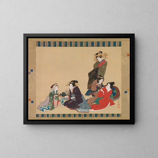 Five Beauties - Teisai Hokuba — framed artwork on a wall