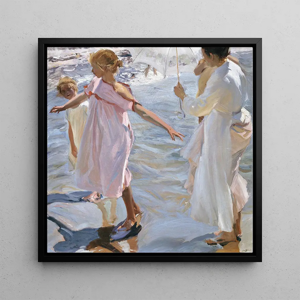 Temps pour un bain à Valence - Joaquín Sorolla — framed artwork on a wall